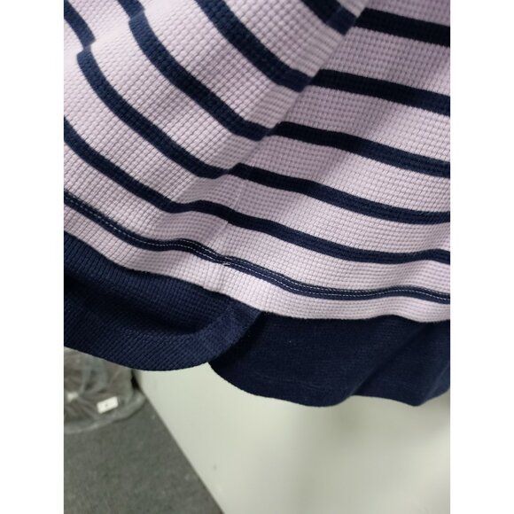 Denim & Co Active Womens Tunic Top Sz 1X Purple Striped Thermal Cowl Neck Lounge - Picture 4 of 7